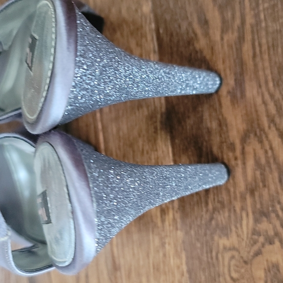 Nina Silver Double Strap Glitter Heels - Picture 2 of 4